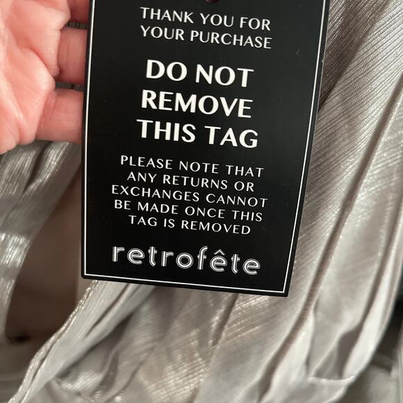 Retrofete Silver Cassie Lame One Shoulder Bodysuit Size M NWT - Picture 9 of 11